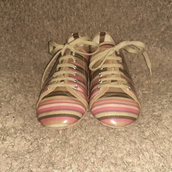 ZONA CENTRO-Patent Leather Oxford Flats-Striped Multicolor-Sz 38-7.5-Excellent - Picture 4 of 7
